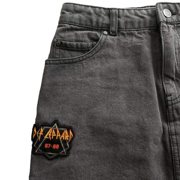 Def Leppard Junk Food Black Denim Mini Skirt Small - Picture 1 of 5